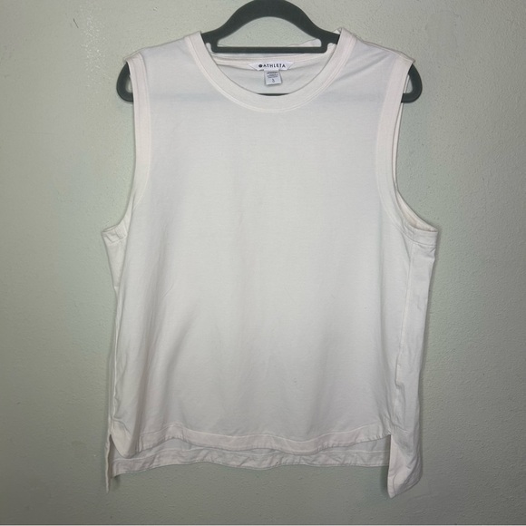 Athleta White/Ivory Boxy Muscle Tee Relaxed Fit Size Large - Picture 1 of 4